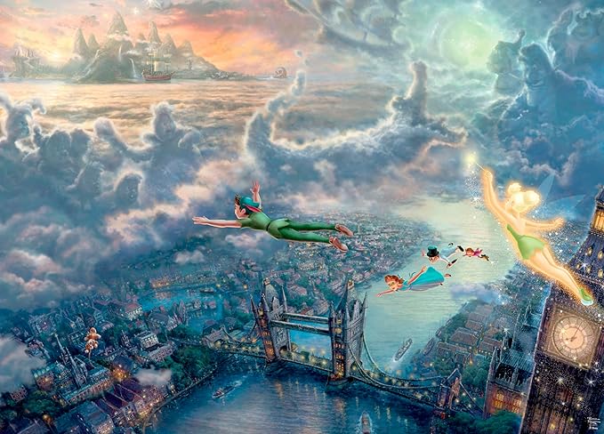 Ceaco Disney - Thomas Kinkade - Peter Pan Fly to Neverland - 1000 Piece Jigsaw Puzzle  Challenging and Colorful Puzzle for Adults – Precision-Cut Pieces, Beautiful Artwork, and Hours of Relaxing Fun