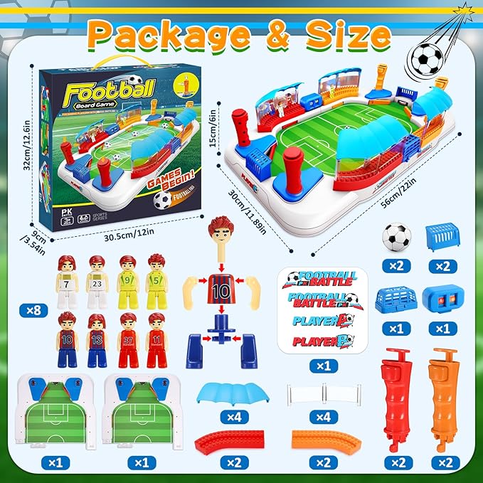 Soccer Board Game for Kids:Mini Foosball Table Game with 8 Figures&Shade Canopy for 3 4 5 6 7 8-12 Year Old Boys, Perfect Birthday Sports Gifts for Indoor Family Interaction & Parties & Birthday
