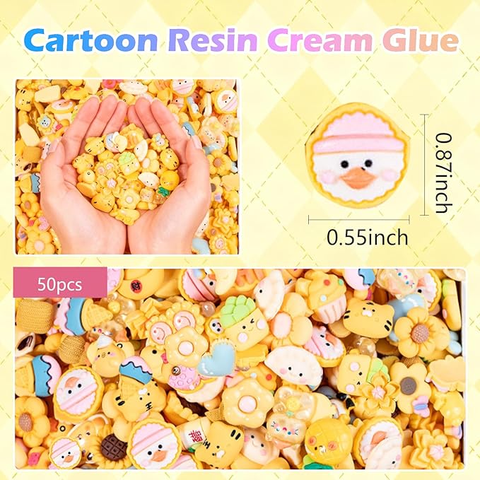 Yellow Series 50pcs Mystery Mini Resin Blind Bags – Tiny Cute Figures for Crafts, Dollhouses, Fairy Gardens, Kids’ Surprise Toys, Christmas Stocking Stuffers & Gifts