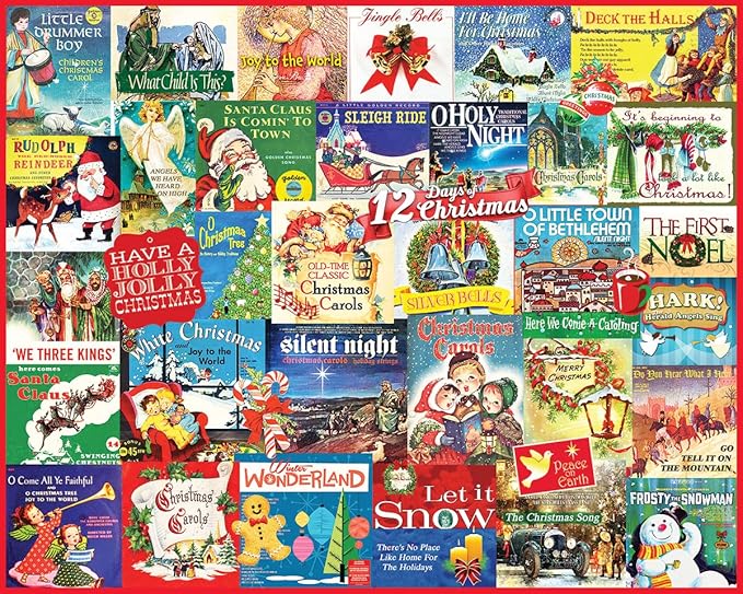 White Mountain 1000 Piece Jigsaw Puzzle Winter Christmas Holiday Puzzles for Adults and Teens 24"x30" Large Pieces - Chrismas Carols