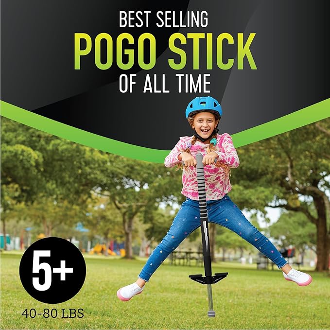 Flybar Maverick Pogo Stick for Kids Ages 5+, 40 to 80 Pounds, Perfect for Beginners, Easy Grip Handles, Anti-Slip Pegs, Outdoor Jumper Toys for Boys & Girls, Outside Toys for Kids