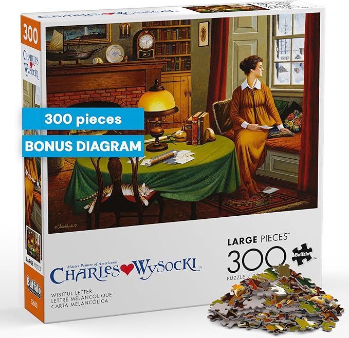 Buffalo Games - Charles Wysocki Wistful Letter 300 Oversized Piece Jigsaw Puzzle Americana Cozy Interior Scene