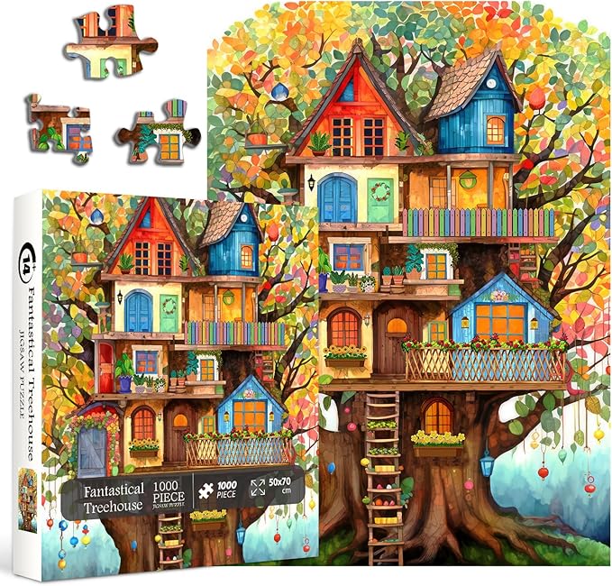 Tree House Puzzles for Adults 1000 Pieces, Fantasy Tree of Life Jigsaw Puzzles, Plant Challenging Hard Puzzles as Nature Decor