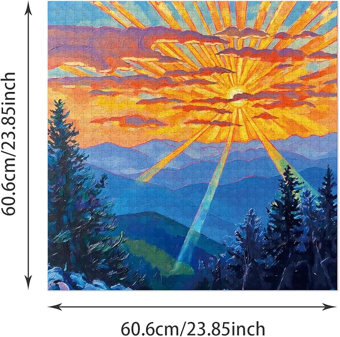 Puzzle for Adults 1024 Pieces, Bold Sunset Mountain Scene Puzzle, Challening Impossible Difficult Hard Fun 1024 Pieces Jigsaw Puzzles for Adults
