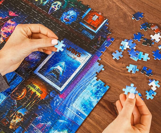 House of Horrors and Scary Movies 1000 Piece Jigsaw Puzzle by Rachid Lotf | Interactive Brain Teaser Board Game for Adults, Educational Toys & Games | 28 x 20 Inches (Pack of 2)