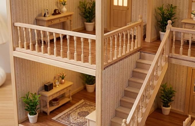 4 Pcs Doll House Handrail Wooden Mini Handrail Tiny Dollhouse Accessories Pretend Dollhouse Fence Decor House Mini Fence for Miniature Props