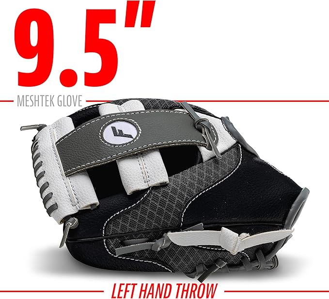 Franklin Sports Kids Baseball Glove + Foam Ball Sets - Meshtek Youth Teeball Gloves for Kids + Toddlers - Left + Right Hand Throw - 9.5" Inch