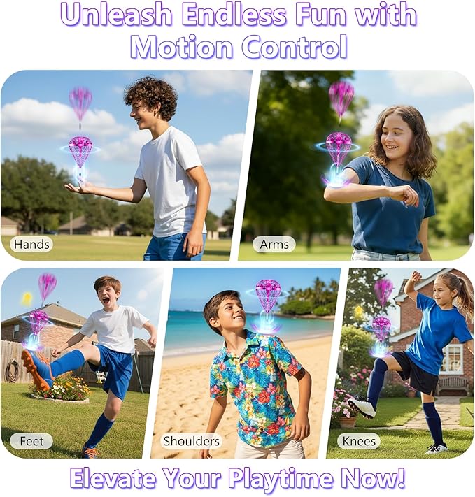 Tikduck 2026 Flying Bouncing Ball Toy - USB Rechargeable, Hand-Controlled with 3D Flips & Multi-Player Fun - Interactive Orb Toy for Kids, Teens & Adults - Indoor & Outdoor Play (Purple)