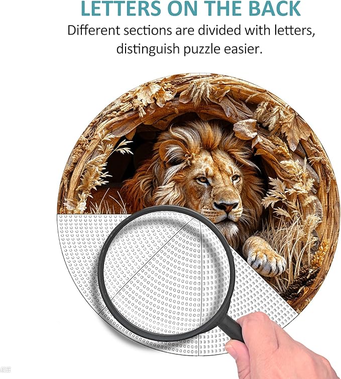 Fall Lion Puzzles for Adults 1000 Pieces, Jigsaw Puzzles 1000 Pieces for Adults, Fun Puzzles with Letters On Back, Challenging Game Toys, Family Decoration Puzzle (26.5 * 26.5in)