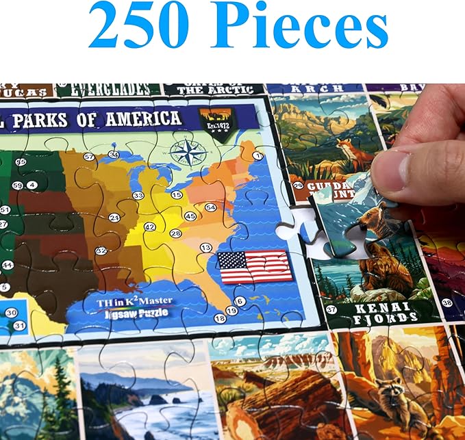 Think2Master Vintage USA National Park 250 Pieces Jigsaw Puzzle. Great for Adults and Seniors. 14.2” X 19.3”