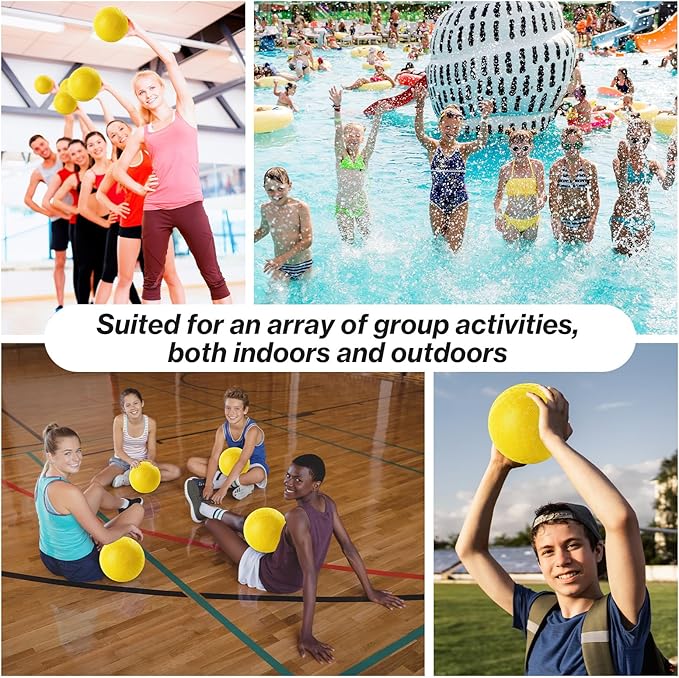 24 Pcs Dodgeballs 5 Inch Playground Ball Yellow Kickball Inflatable Rubber Handball Bouncy Dodge Ball with 1 Hand Pump for Outdoors Ball Games Gym Camps Picnic (Yellow)