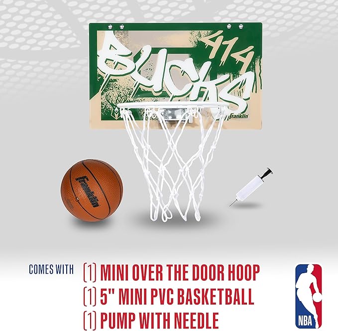Franklin Sports NBA Team Over the Door Basketball Hoops - Kids Indoor Mini Basketball Hoop + Ball Set - NBA Fan Mini Hoops