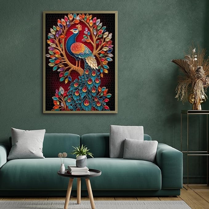 Peacock Puzzles for Adults 1000 Pieces, Tree of Life Puzzle, Colorful Gem Jewel Animal Jigsaw Puzzles, Impossible Difficult Hard Challenging Puzzles for Adults