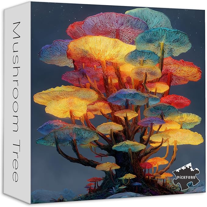 PICKFORU Gradient Mushrooms Jigsaw Puzzles 1000 Pieces for Adults, Colorful Nature Plant Puzzles, Difficult Impossible Art Puzzle