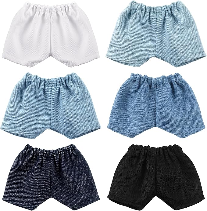 Bencailor 6 Pcs Short Doll Pants Clothes Shorts Smart Clothes Accessories for Christmas 8-12 Inch Dolls, 6 Colors (Style 2)