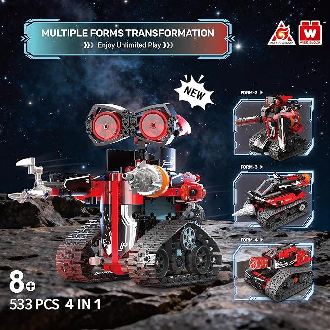 Robot Building Kit, STEM Robotics for Kids Ages 8-12, 533 Pcs Robot Kits Erector Set Rc Toy for Kids Age 8+, DIY Build Science Educational Gifts for Age 8 9 10 11 12+ Boys & Girls