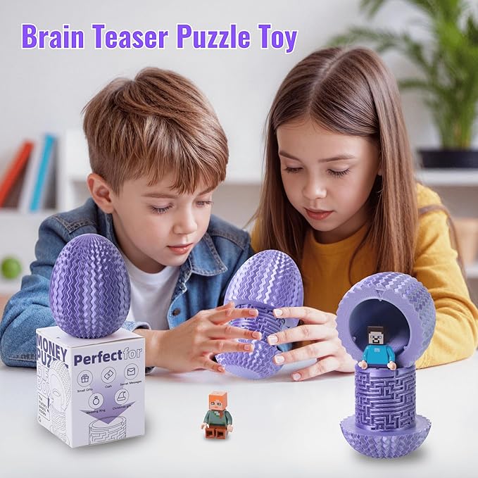 Maze Egg Money Puzzle Gift Box: Available in 4 Unique Internal Designs - Secret Cash Holder & Surprise Gift Container for Easter, Birthday, Wedding - Fun Brain Teaser Toy for Kids & Adults