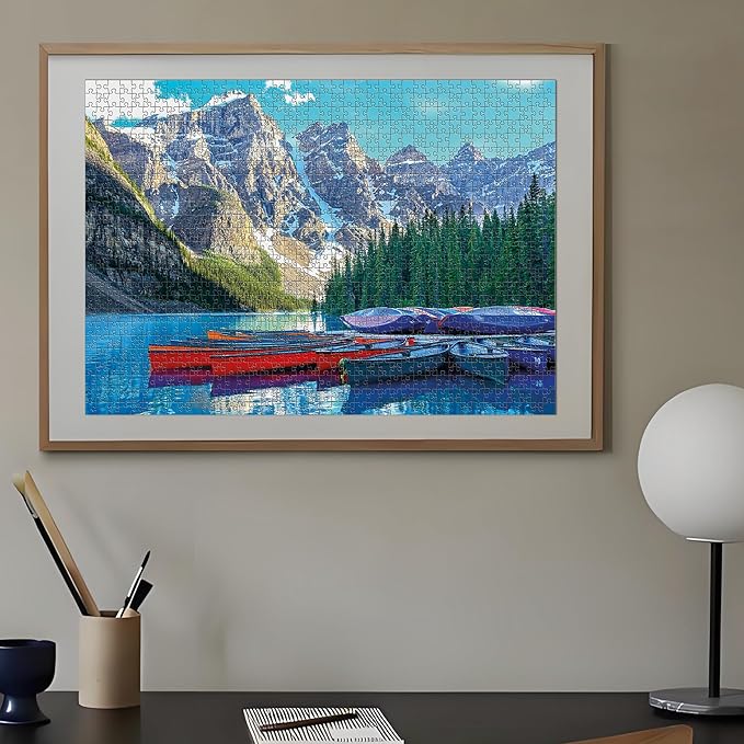1000 Piece Jigsaw Puzzles for Adults Teens Kids - Fine Art Challenging, Moraine Lake 1000Pcs Puzzle, Family Game Gift, Size 27"x20"