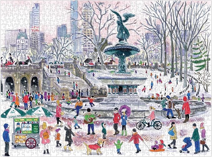 Galison Michael Storrings Bethesda Fountain Jigsaw Puzzle,27” x 20''Illustrated Art Puzzle with Scene from a Central Park Landmark Challenging Family Friendly Fun Indoor Activity,Multicolor