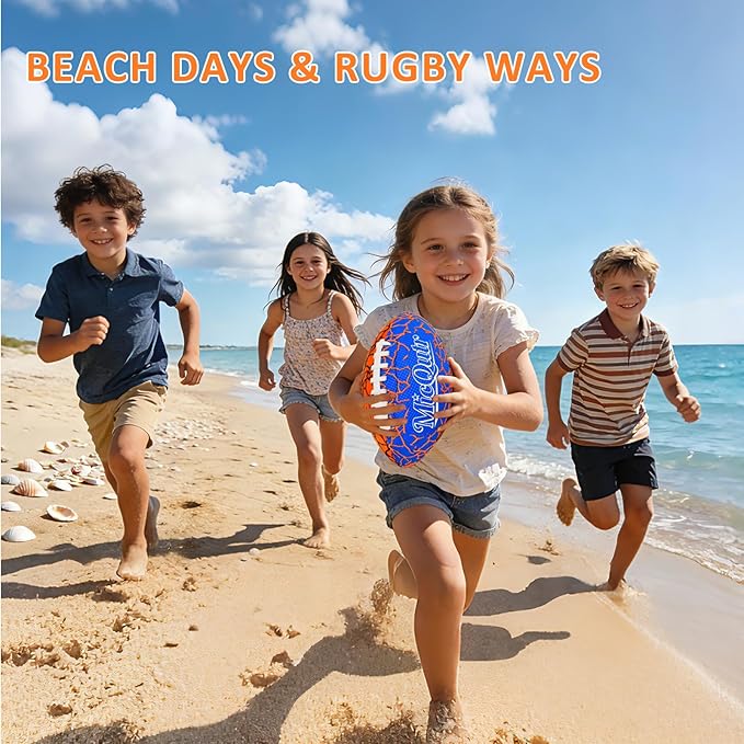 Pool Beach Water Football, 9.25 Inch Waterproof Floating Football with Textured Grip & Air Pump, Outdoor Summer Sports Toy for Lake Swimming Family Games, Gifts for Kids Teens