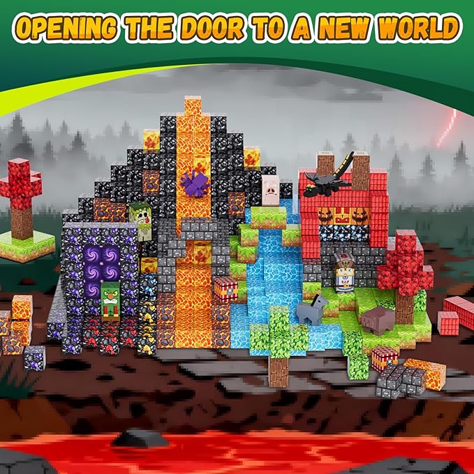 200 Pack Magnetic Blocks for Kids, STEM Construction Toys with Forest Theme | Creative Educational Games for Ages 3, 4, 5, 6, 7, 8, 9, 10 | Ideal Birthday for Boys & Girls