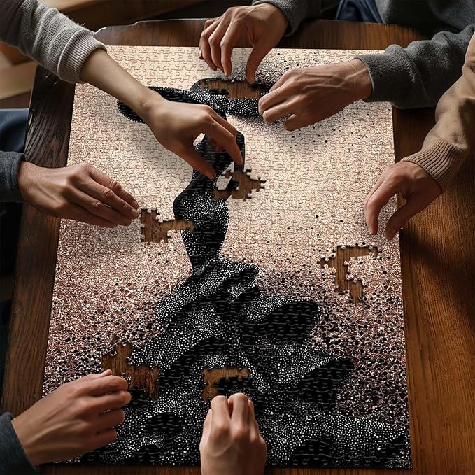 Impossible Puzzles for Adults 1000 Pieces, PICKFORU Black Women Aesthetic Art Puzzle, Beauty Elegant Lady Diamond Aesthetic Art Challenge Jigsaw Puzzle