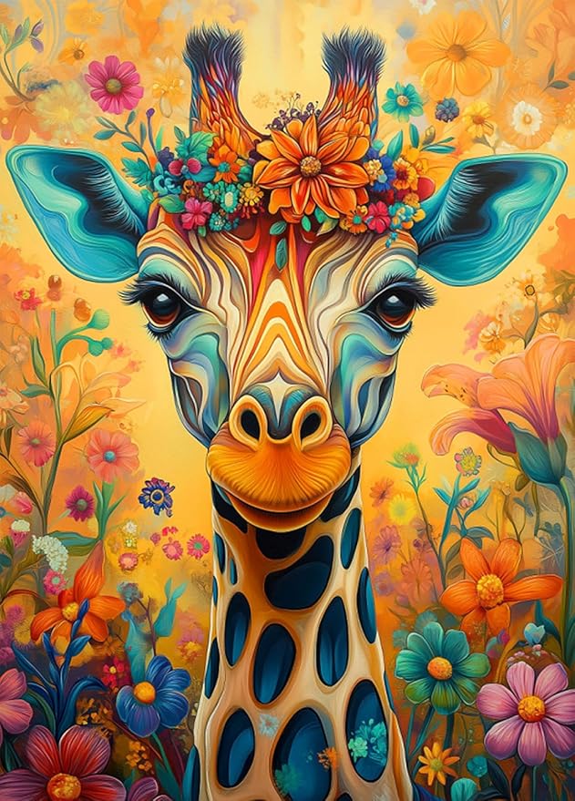 1000 Piece Jigsaw Puzzle for Adults, Vibrant Giraffe Animal Pattern, Back with Letters, Ideal for Home Decor & Puzzle Lover Gifts