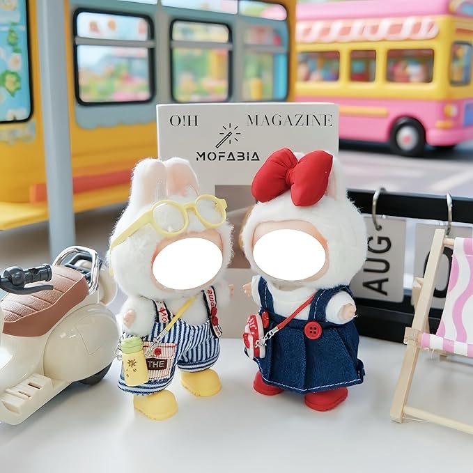 Clothes for 17cm Doll, 5 pcs Set Doll's Outfits Luxury Dress Shirt Pants Headset Shoes Accessories Fashion Stylish Adorable Dolls Clothes (No Doll) (Kindergarten Red)