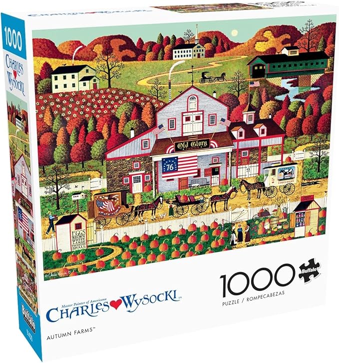 Buffalo Games - Charles Wysocki - Autumn Farms - 1000 Piece Jigsaw Puzzle - Colorful Fall Puzzles for Adults – Precision-Cut Pieces, Beautiful Seasonal Artwork, Hours of Relaxing Fun
