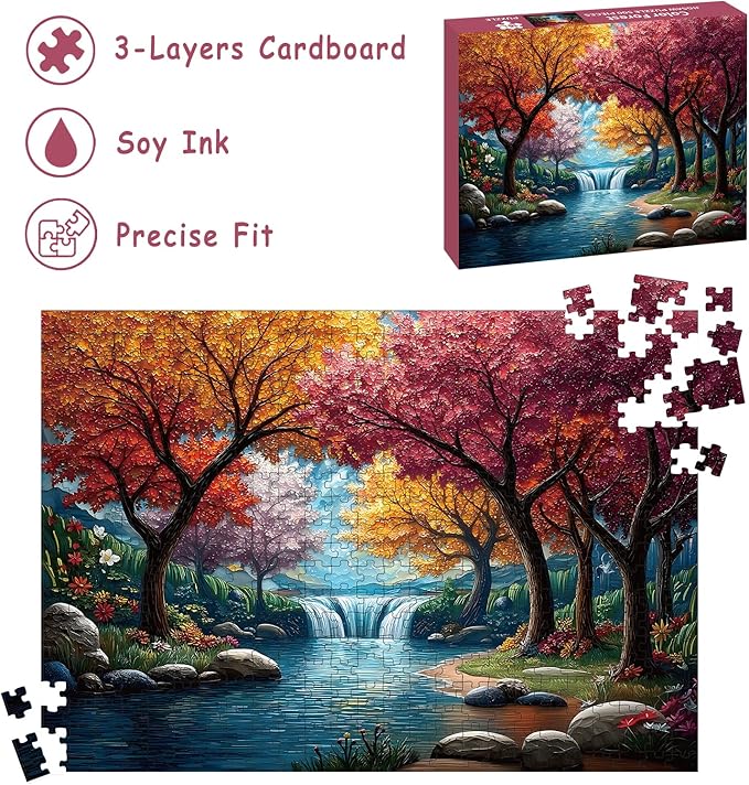 Landscape Puzzles for Adults 500 Pieces, Forest Jigsaw Puzzles 500 Pieces - Color Forest, Impossible Puzzle for Landscape Decor, Finished Size 20.47 * 14.96”, with 1:1 Poster, Letter on The Back
