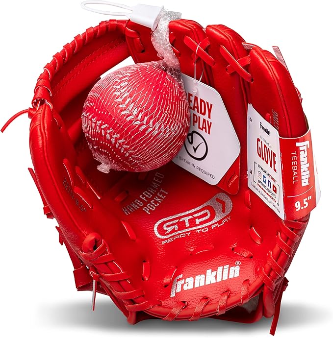 Franklin Sports Kids Baseball Gloves - RTP Youth Teeball Glove + Ball Set - Boys + Girls Teeball Mitt - Kids + Toddlers - 9.5"