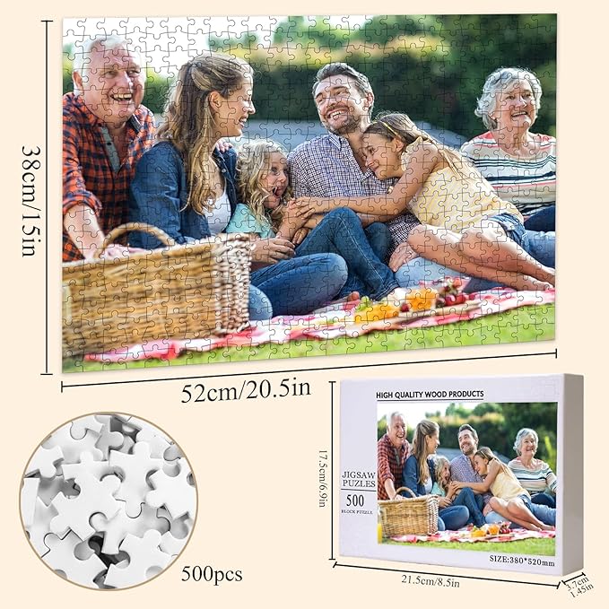 Custom Puzzle from Photos 200/300/500/1000 Pieces Personalized Puzzles for Family, Wedding, Chrisrmas, Gifts