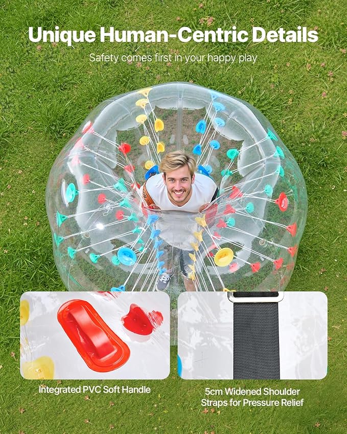 VEVOR Inflatable Bumper Ball, 4FT/5FT Body Sumo Zorb Balls for Teen, 0.8mm Thick PVC Human Hamster Bubble Balls for Outdoor Team Gaming Play, Bumper Bopper Toys for Garden, Yard, Park