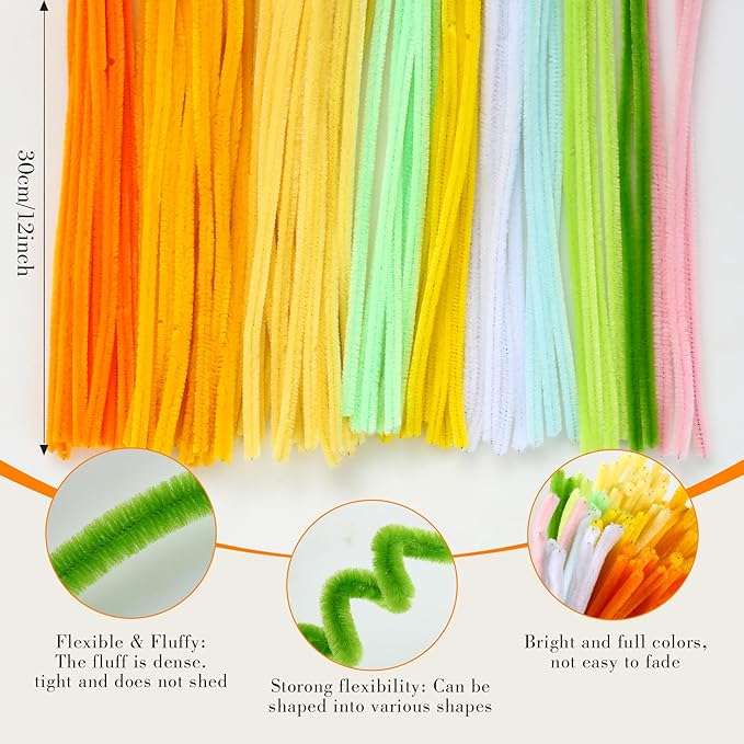 ERNTRNL Pipe Cleaners Craft - Pipe Cleaners Flower Making Kit Craft Supply Pipe Cleaners Bulk for Crafts Art Project Activity，Birthday Mother’s Day Anniversaries Graduations Gifts