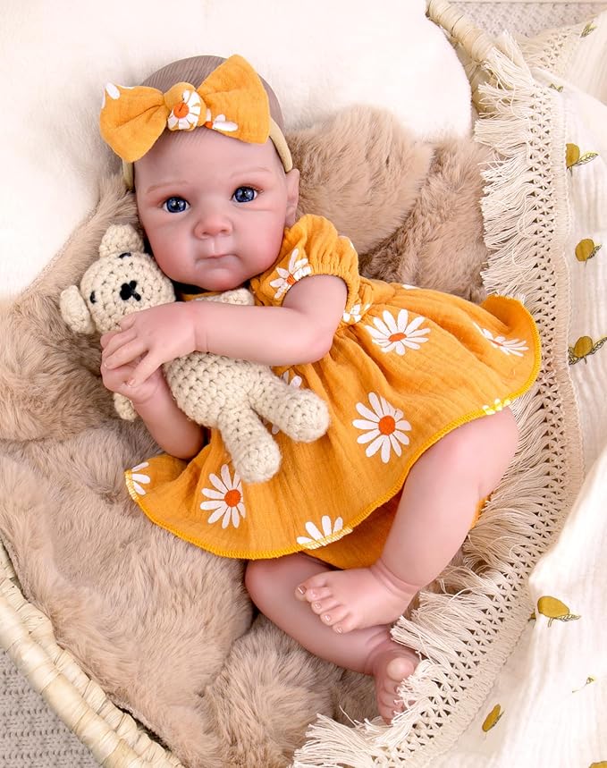 Aori Reborn Baby Doll Realistic Girl 20 inches - Soft Cloth Body and Vinyl Limbs, Lifelike Newborn Baby Dolls for Kids Imaginative Play, Emotional Comfort for The Elderly
