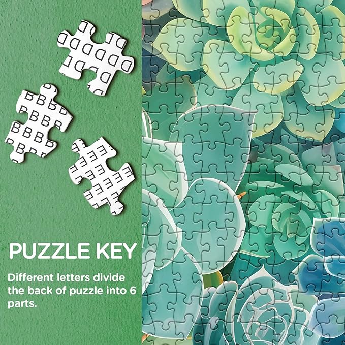 Rainbow Succulent Cactus Puzzle 1000 Piece for Adults, Colorful Gradient Plant Jigsaw Puzzles for Women, Aesthetic Pretty Beautiful Flower Garden Spring Puzzles