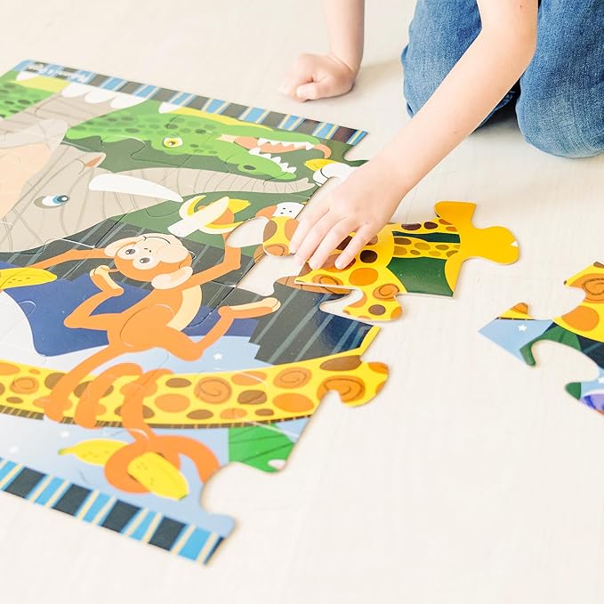 Melissa & Doug Safari Social Jumbo Floor Puzzle (24 Pieces, 2 x 3 Feet), Jigsaw Puzzle for Preschoolers and Kids Ages 3+ - FSC Certified