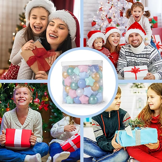 GOGOSO Ball Pit Balls for Toddlers Phthalate-Free BPA-Free Non-Toxic Crush Proof Soft Plastic Play Balls Baby Kids Shape Tent Pool Playhouse Playpen Party Decor, Pink+Green+Gold+Blue+White 100PCS