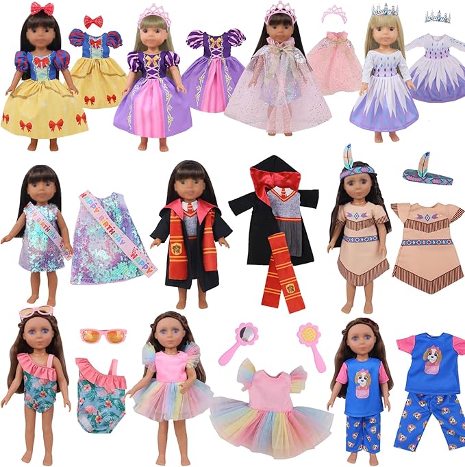 20 PCS Glitter American Girl Clothes, for 14" Baby Doll Clothes and Accessories (14 inch Doll Girl Clothes)