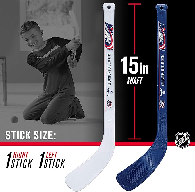 Franklin Sports NHL Mini Hockey Set - Kids Indoor Knee Hockey Goal, Ball, + 2 Stick Combo - Youth Team Indoor Toy Set - Official - Ages 3+