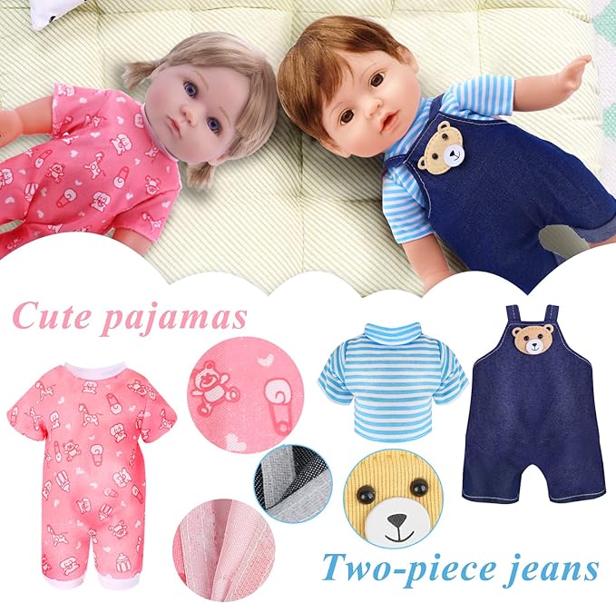 Alive Girl Doll Clothes - 12 Inch Dolls Clothes, 6 Different Dress Set Includes 4 Baby Dolls Dress 2 Jumpsuit, Princess Costume Dresses Decorative Accessories Fits All 12 inches Girls Doll, Girl Gift