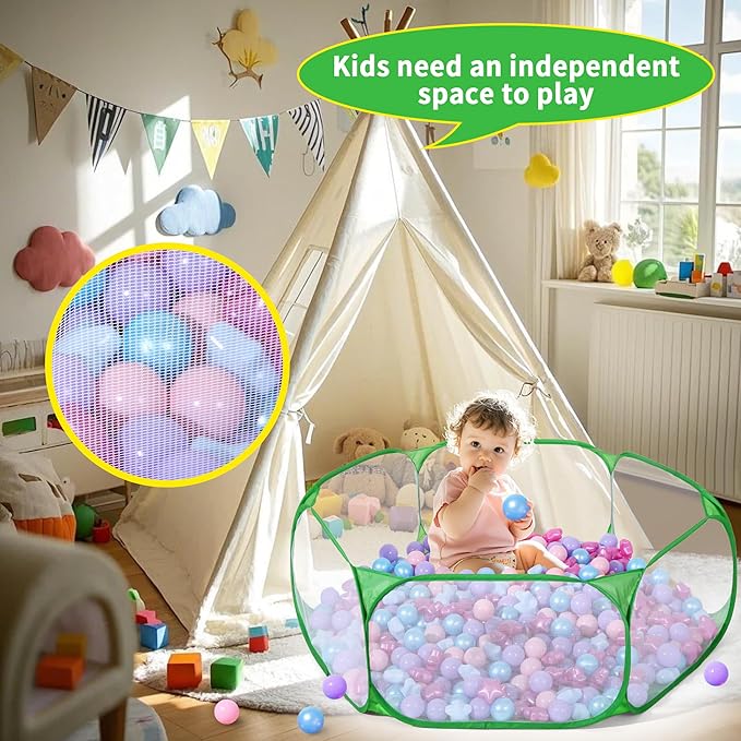 STARBOLO Kids Ball Pit Play Pool Play Tent, Toy Ball Play Pool Foldable Play Tent for Kids Girls Boys Pets Indoor and Outdoor, Balls Not Included (Green).