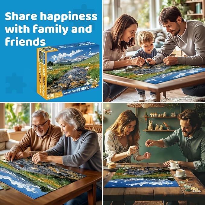 300 Pieces Nature Puzzle for Adults,Maroon Bells Mountain Lake Landscape Large Piece for Kids Adults Teens,Recycled Paper,Glossy & Sturdy Pieces,Challenging Puzzle & Perfect Family Game (20.5 x 15 In)
