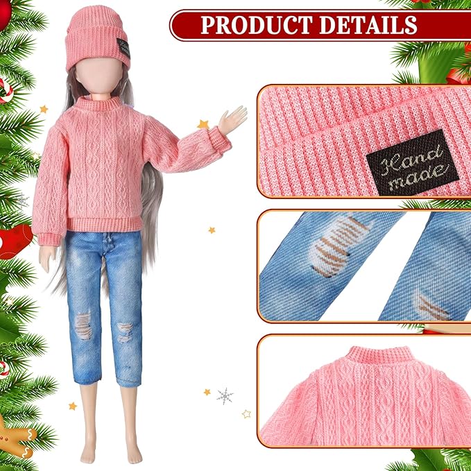 Bencailor 6 Pcs Doll Clothes Doll Accessories Include Sweater Pants Shoes Hat for Birthday Gift(Vivid,12 Inch)