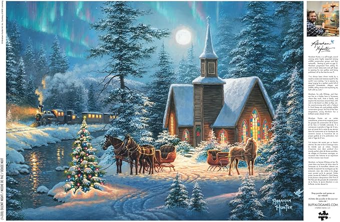 Buffalo Games – Abraham Hunter - Silent Night - 1000 Piece Christmas Jigsaw Puzzle - Festive Holiday Puzzle for Adults – Precision-Cut Pieces, Winter Artwork, Hours of Relaxing Fun