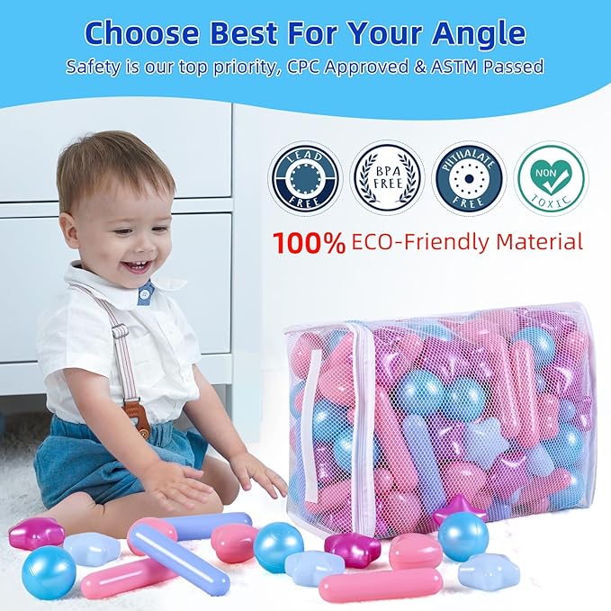 STARBOLO Balls for Ball Pit Pack of 150, Plastic Ocean Balls for Kids Toddler Girl, BPA Free Phthalate Free Crush Proof, for Kids Ballpit Pool Birthday Party Accessories