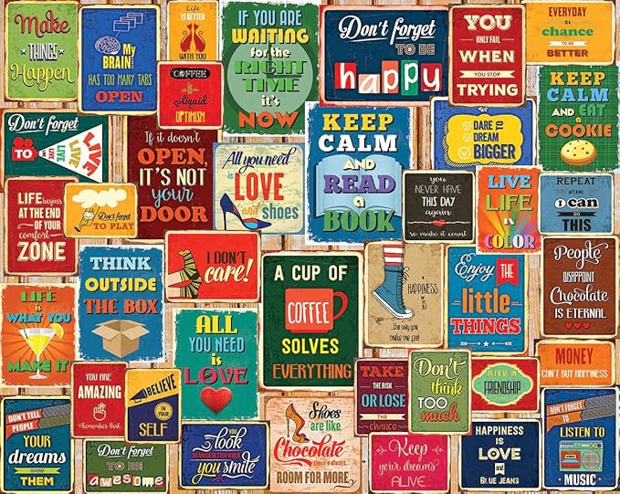 White Mountain 1000 Piece Jigsaw Puzzle Inspirational Quote Collage Puzzles with Large Pieces for Adults and Family 24"x30" – Words of Wisdom
