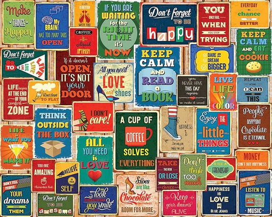 White Mountain 1000 Piece Jigsaw Puzzle Inspirational Quote Collage Puzzles with Large Pieces for Adults and Family 24"x30" – Words of Wisdom