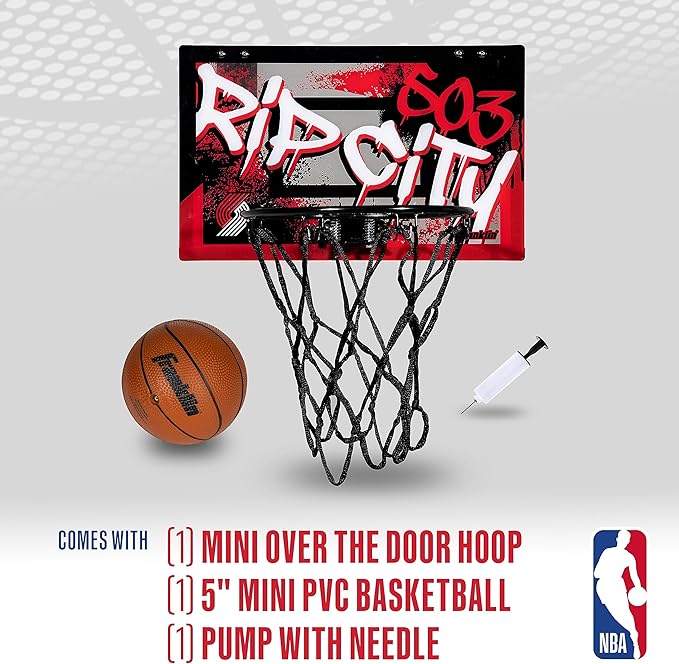 Franklin Sports NBA Team Over the Door Basketball Hoops - Kids Indoor Mini Basketball Hoop + Ball Set - NBA Fan Mini Hoops