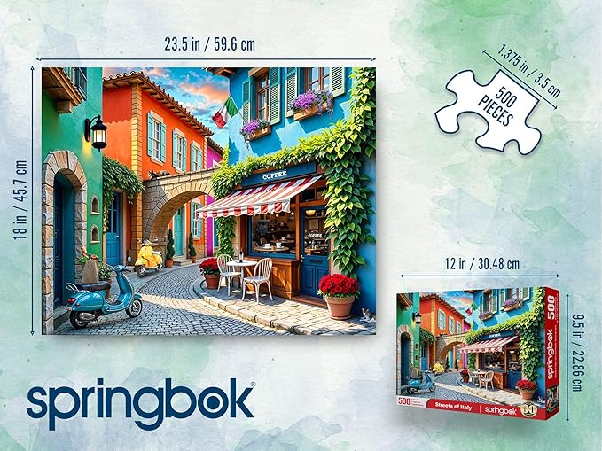 Springbok Streets of Italy 500 Piece Jigsaw Puzzle for Adults - Colorful Italian Village - Unique Cut Pieces - Made in USA